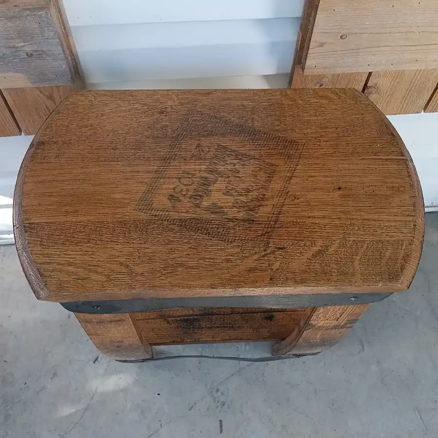 Bourbon whiskey barrel end table - rectangle