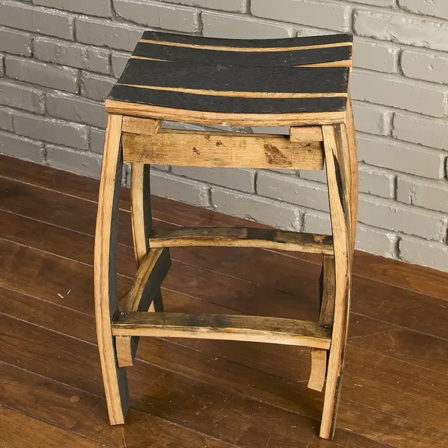 whiskey barrel stave stool made from authentic barrel staves