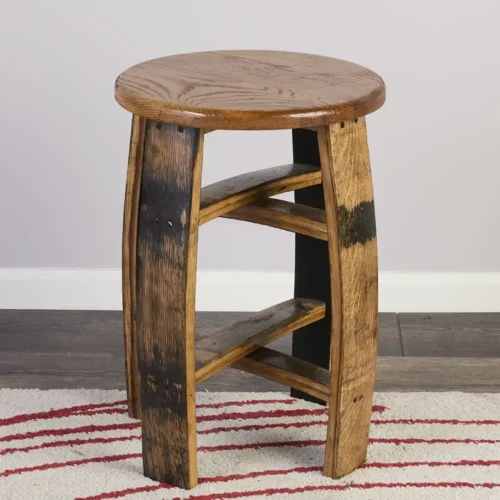 Barrel bar stool with 15" round oak seat