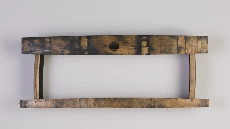 Empty 2-tiered barrel stave shelf