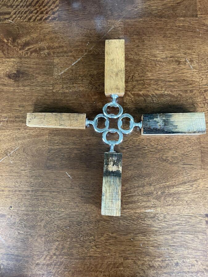 Whiskey stave handheld bottle opener