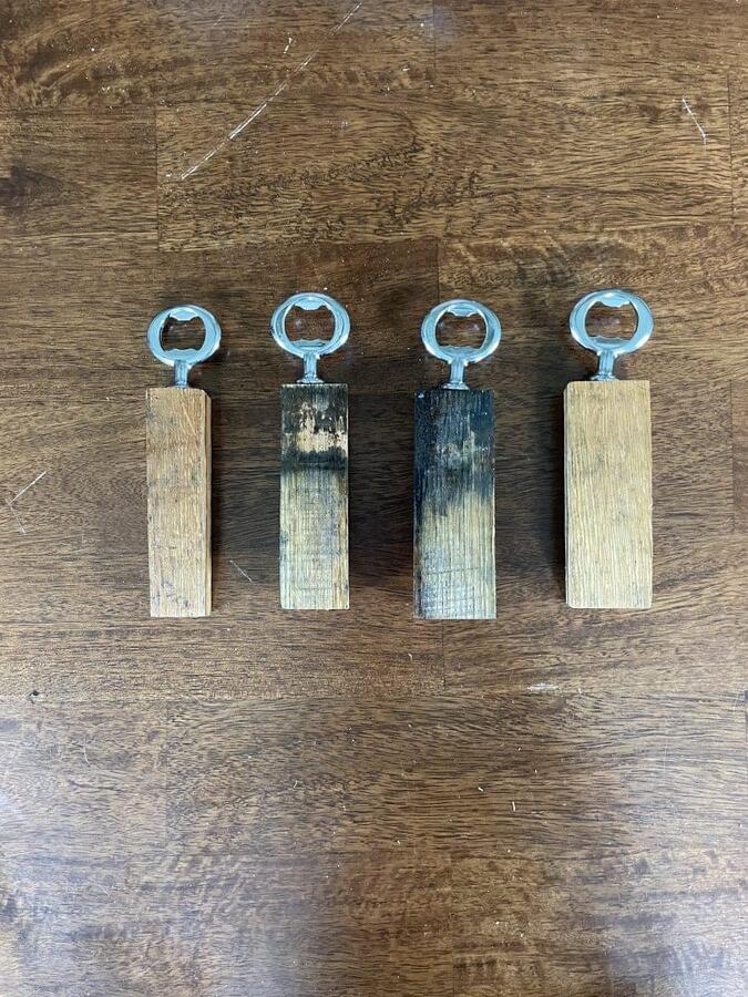 Whiskey stave bottle opener