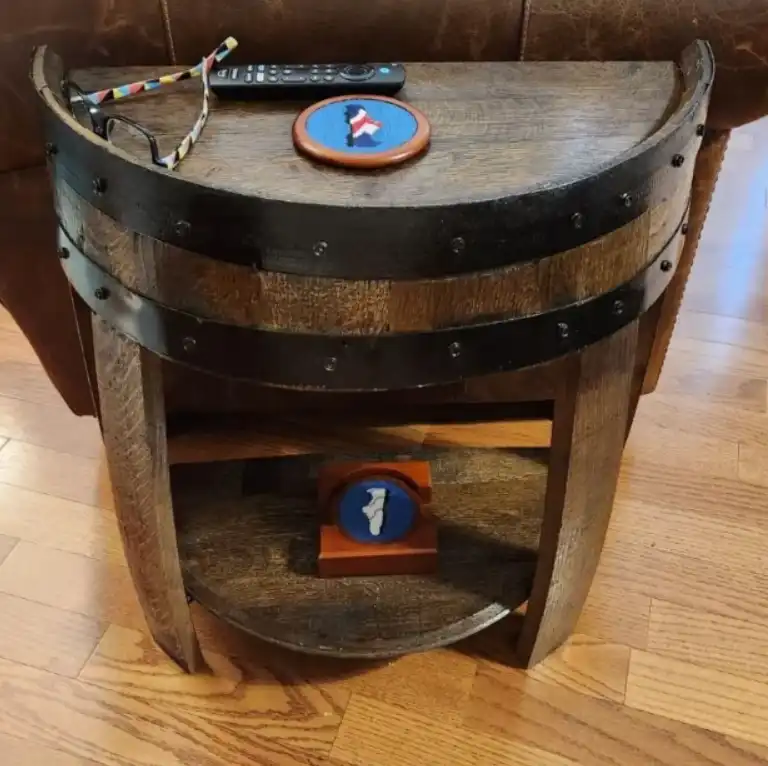 Bourbon Whiskey Barrel Half Round End Table